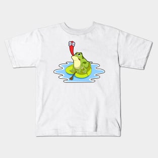 Frog on Leaf with Insect Kids T-Shirt